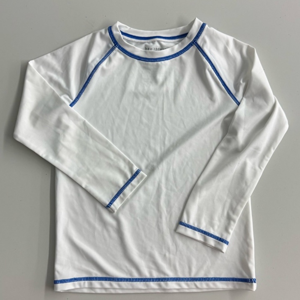 Healthtex - White Long Sleeve Swim Rashguard with Blue Trim - Youth Size 5t